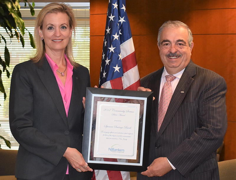 Spencer Savings Bank Receives NJBankers Award for Community Service
