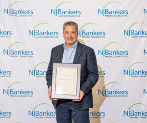 Steve Fusco, CFO, holding the NJBankers 2026 Community Service Award